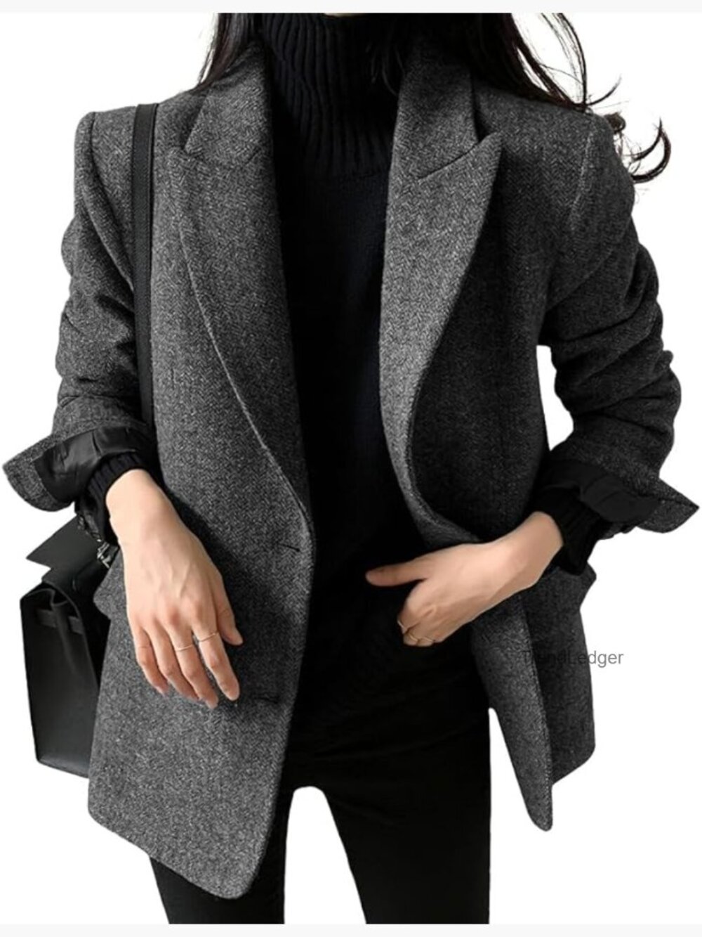 Wool Blend Casual Business Blazer Jacket Dressy Work Coat